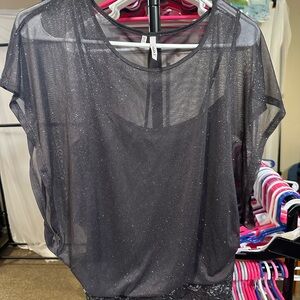 Studio Y Sheer Black Glitter Overlay Top
